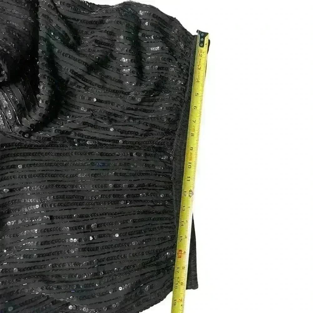 Midnight Run Sequin 100% silk Black pants Vintage 80’s Shimmer Wide Leg - Picture 3 of 11